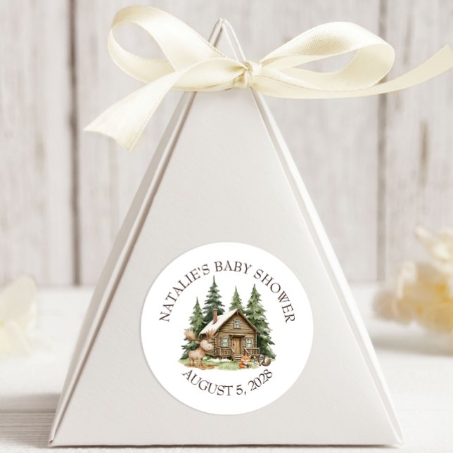 Boho Woodland Animals Baby Shower Classic Round Sticker (Creator Uploaded)