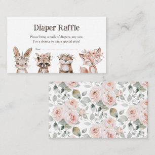 Boho Woodland Animals Baby Shower Diaper Raffle Enclosure Card