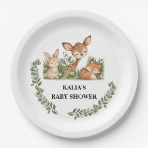 Boho Woodland Animals Baby Shower Paper Plate