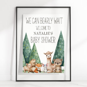 Boho Woodland Animals Baby Shower Sign