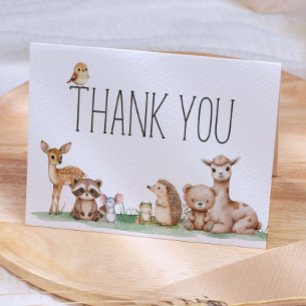 Boho Woodland Animals Baby Shower Thank You Card