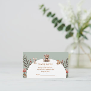 Boho Woodland Animals Diaper Raffle Enclosure Card