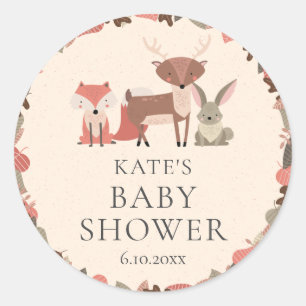 Boho Woodland Animals Forest Baby Shower Classic Round Sticker