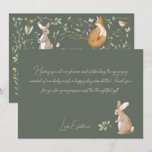 Boho Woodland Animals Forest Friends Baby Shower Thank You Card