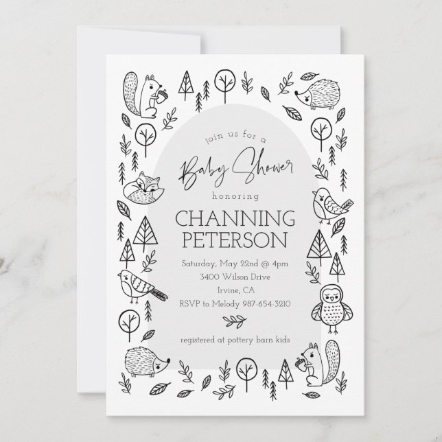 Boho Woodland Animals Invitation (Front)