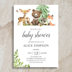 Boho Woodland Animals Leaves Baby Shower Invitatio Invitation