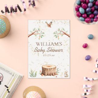 Boho Woodland Baby Shower Backdrop Personalized Acrylic Invitations
