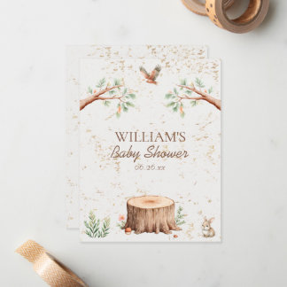 Boho Woodland Baby Shower Backdrop Personalized Card