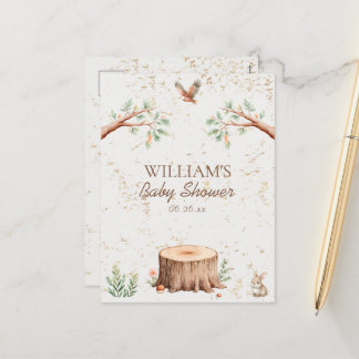 Boho Woodland Baby Shower Backdrop Personalized Holiday Postcard