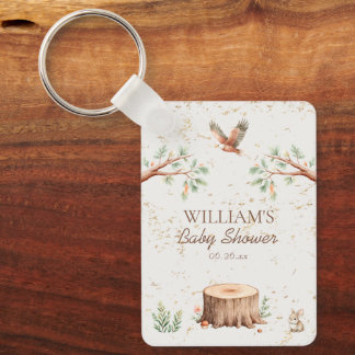 Boho Woodland Baby Shower Backdrop Personalized Keychain