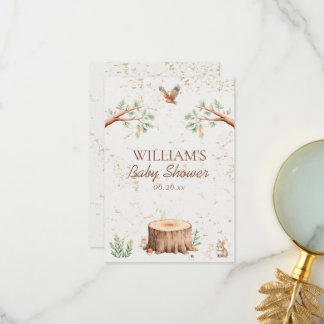 Boho Woodland Baby Shower Backdrop Personalized Thank You Card