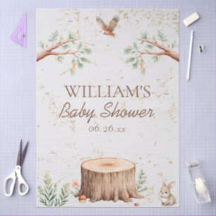 Boho Woodland Baby Shower Backdrop Personalized Tissue Paper