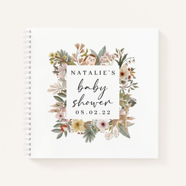 Boho Woodland Baby Shower Guest Book (Front)