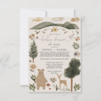 Boho Woodland Baby shower Par Mail Invitation Card