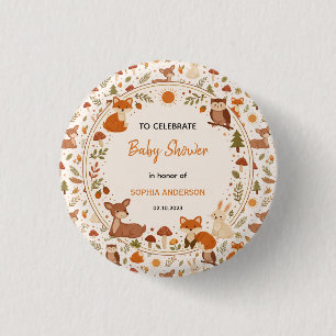 Boho Woodland Baby Shower Rustic Forest Animals 1 Inch Round Button