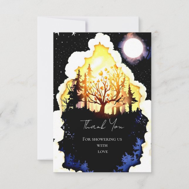 Boho Woodland Baby Shower Thank You Card (Front)