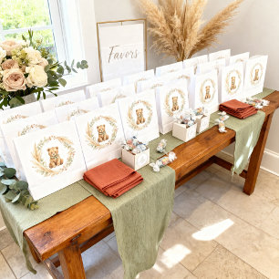 Boho Woodland Bear Sage Terracotta Baby Shower Classic Round Sticker