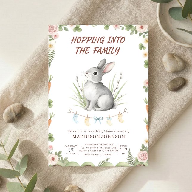 boho woodland bunny greenery baby shower invitation (Creator Uploaded)
