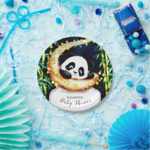 Boho Woodland Colorful Panda Baby Shower Paper Plate