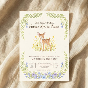 boho woodland deer greenery baby shower invitation