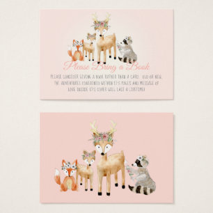 Boho Woodland Deer Raccoon Fox Book Instead Card