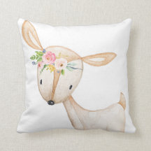 Boho Woodland Deer Watercolor Baby Nursery Pillow