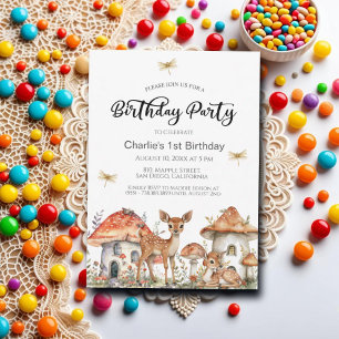 Boho Woodland Forest Animals 1st Birthday Party Invitation
