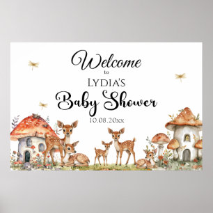 Boho Woodland Forest Animals Baby Shower Welcome Poster