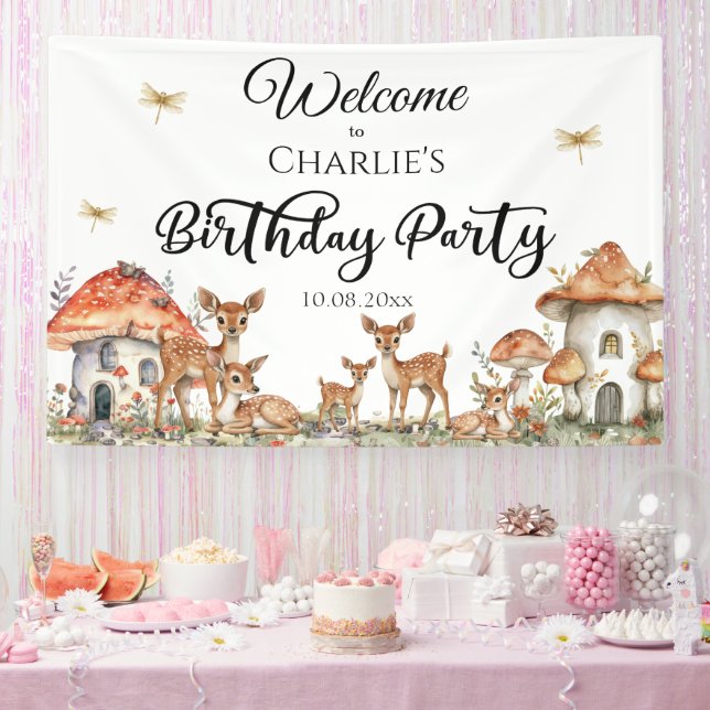 Boho Woodland Forest Animals Birthday Party Banner (Party)