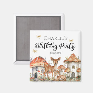 Boho Woodland Forest Animals Birthday Party Magnet