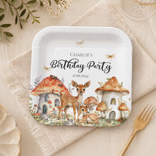 Boho Woodland Forest Animals Birthday Party Paper Plate