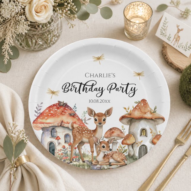 Boho Woodland Forest Animals Birthday Party Paper Plate (Creator Uploaded)