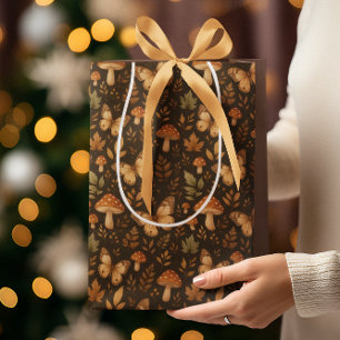 Boho Woodland Forest Mushrooms    Fall Colors Medium Gift Bag
