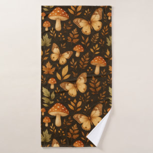 Boho Woodland Forest Mushrooms    Fall Colours Bath Towel Set