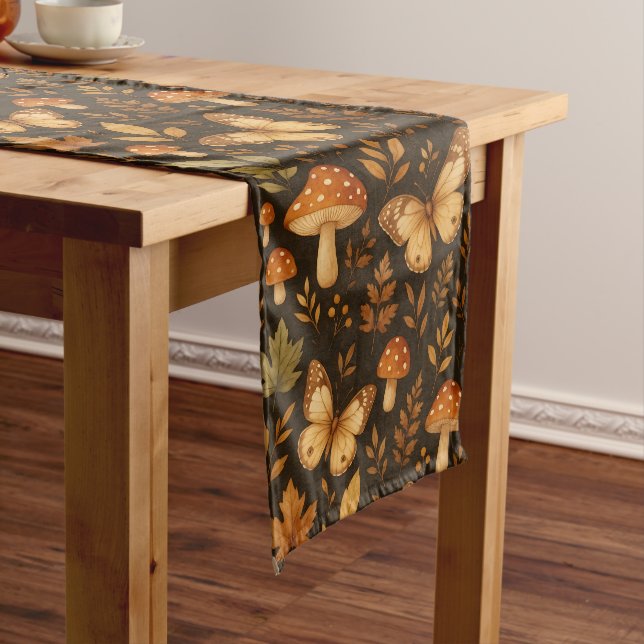 Boho Woodland Forest Mushrooms |  Fall Colours Medium Table Runner (In Situ)