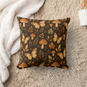 Boho Woodland Forest Mushrooms    Fall Colours Throw Pillow