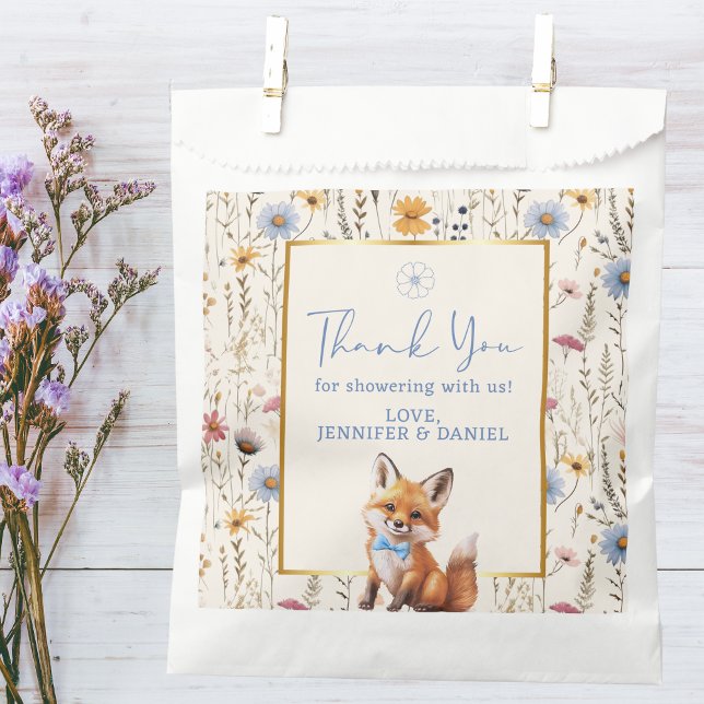 Boho Woodland Fox Dusty Blue Baby Shower Favour Bag (Creator Uploaded)