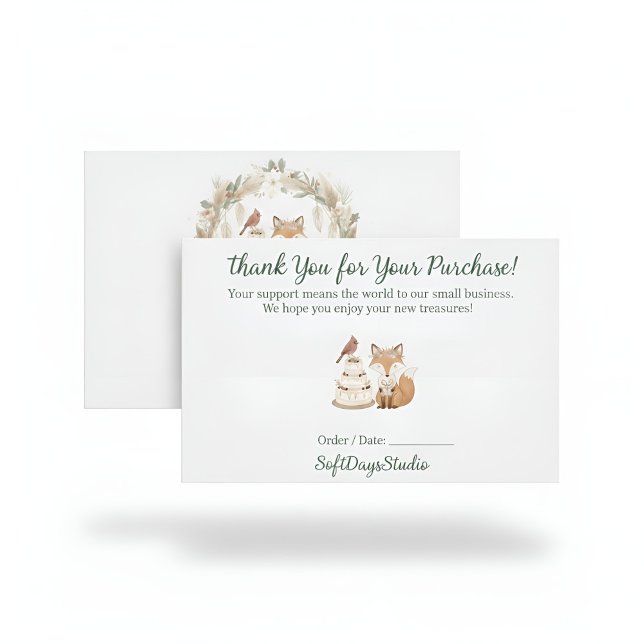 Boho Woodland Fox Small Business Thank You Card (Creator Uploaded)