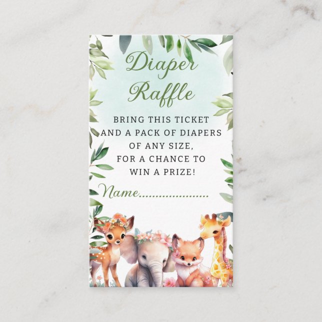 Boho Woodland Greenery Animaux Carte de carafe de  (Devant)