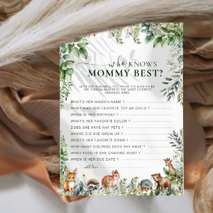 Boho Woodland Greenery Who Knows Mommy Best Game