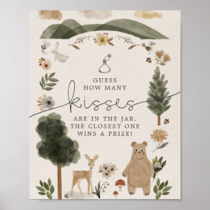 Boho Woodland Guess How Many Kisses Sign