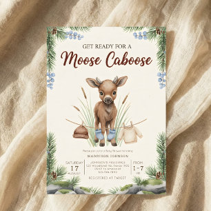 boho woodland moose greenery baby shower invitation