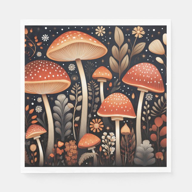 Boho Woodland mushroom pattern Napkin (Front)