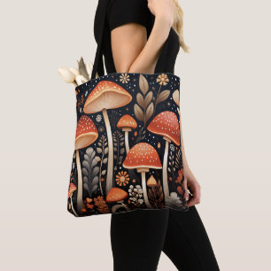 Boho Woodland mushroom pattern Tote Bag