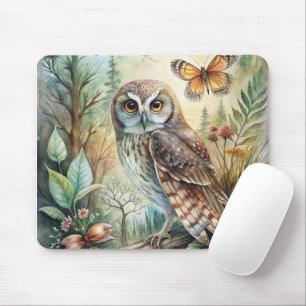 Boho Woodland Owl Mouse Pad