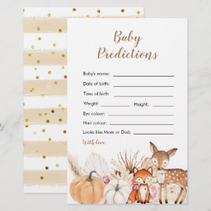 Boho Woodland Pumpkin Baby Prediction Card