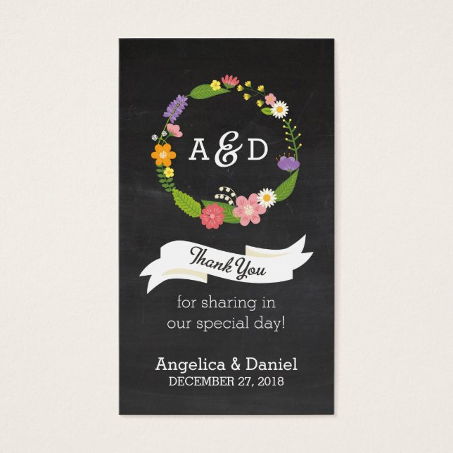 Boho Woodland Wreath on Chalkboard Wedding (Front)