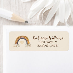 Boho Wstercolor Rainbow Baby Shower label