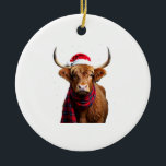 Boho Xmas Christmas Highland Cow T-Shirt (1) Ceramic Ornament<br><div class="desc">Boho Xmas Christmas Highland Cow T-Shirt (1)</div>