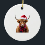 Boho Xmas Christmas Highland Cow T-Shirt (2) Ceramic Ornament<br><div class="desc">Boho Xmas Christmas Highland Cow T-Shirt (2)</div>